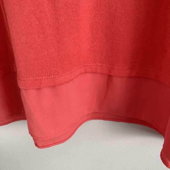 Talbots Plus Size 3X Coral Scoop Neck Short Sleeve Blouse Sheer Hem Classic - Picture 8 of 9